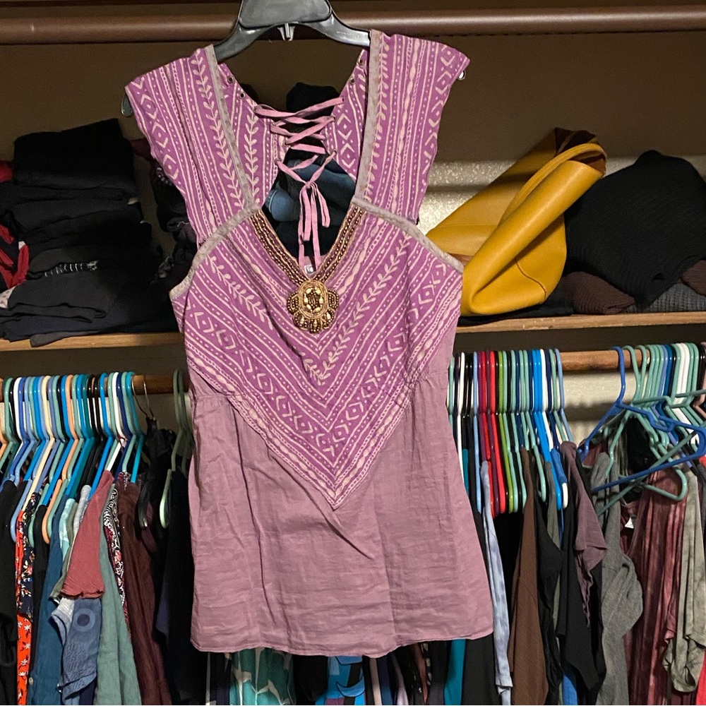 Free People Beaded Top Size Large